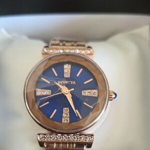 Invicta Wildflower Rose Gold-Tone Watch – Blue Dial & Crystal Accents